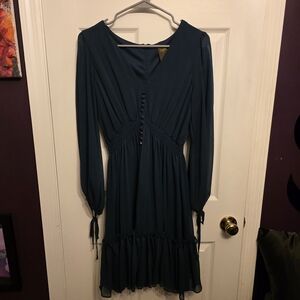 Taylor Teal Long Sleeve Dress
